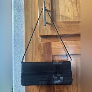 Lulu Townsend Black Satin Clutch